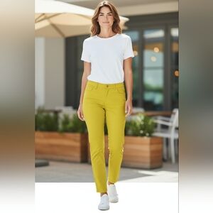 Talbots Chatham Ankle Pants Size 8 Yellow Cotton Rayon Spandex Trousers Spring